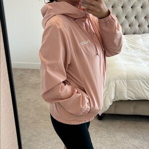 Large women’s Vans peach Hooded windbreaker lightweight Jacket zip up
